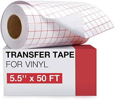 Transfer Tape for Vinyl- 5.5" x 50 FT w/Red Alignment Grid for Cricut Joy and Cricut Adhesive Vinyl, | Amazon (US)
