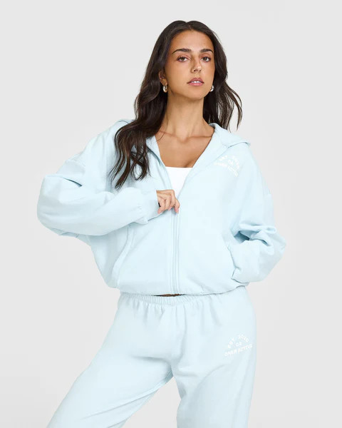 Lightweight Zip Through Hoodie with Graphic 
 Cloud Blue | Oner Active (UK / US)