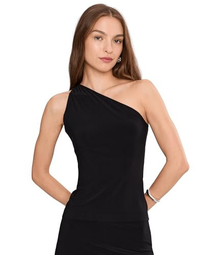 Norma Kamali Women's One Shoulder Top Black X-Large | Amazon (US)