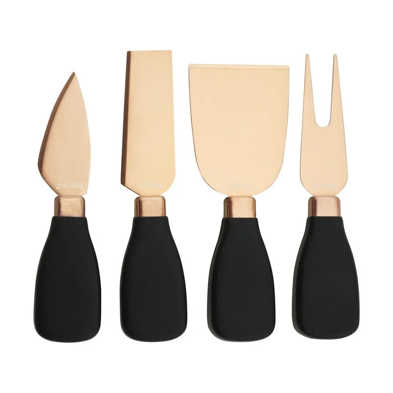 Hecef 5-Piece Cheese Knife Set with Acrylic Stand, Rose Gold Stainless Steel Cheese Slicer with P... | Walmart (US)