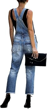 luvamia Women's Casual Stretch Adjustable Denim Bib Overalls Jeans Pants Jumpsuits | Amazon (US)