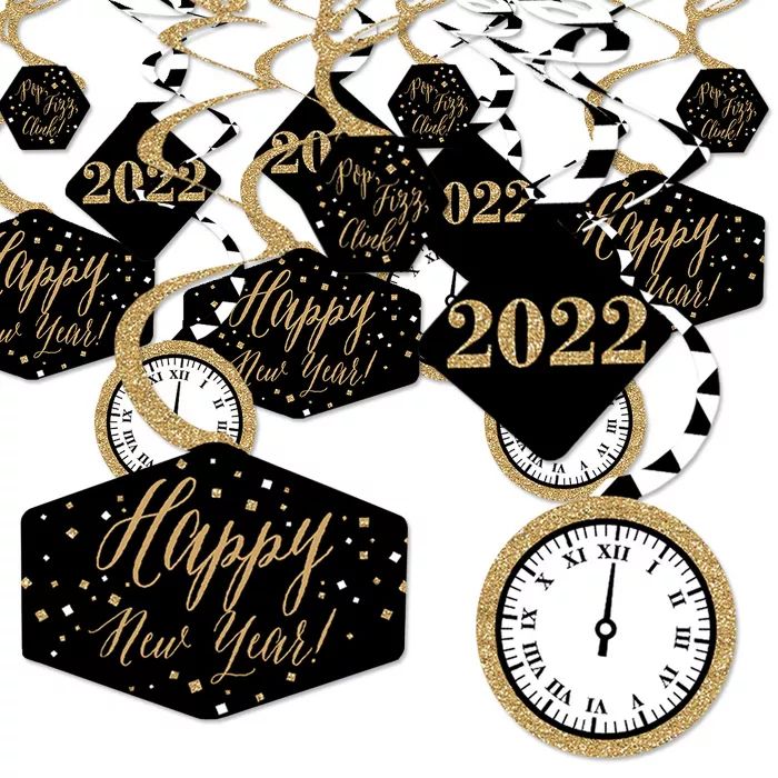 Big Dot of Happiness New Year's Eve - Gold - 2022 New Years Eve Party Hanging Decor - Party Decor... | Target