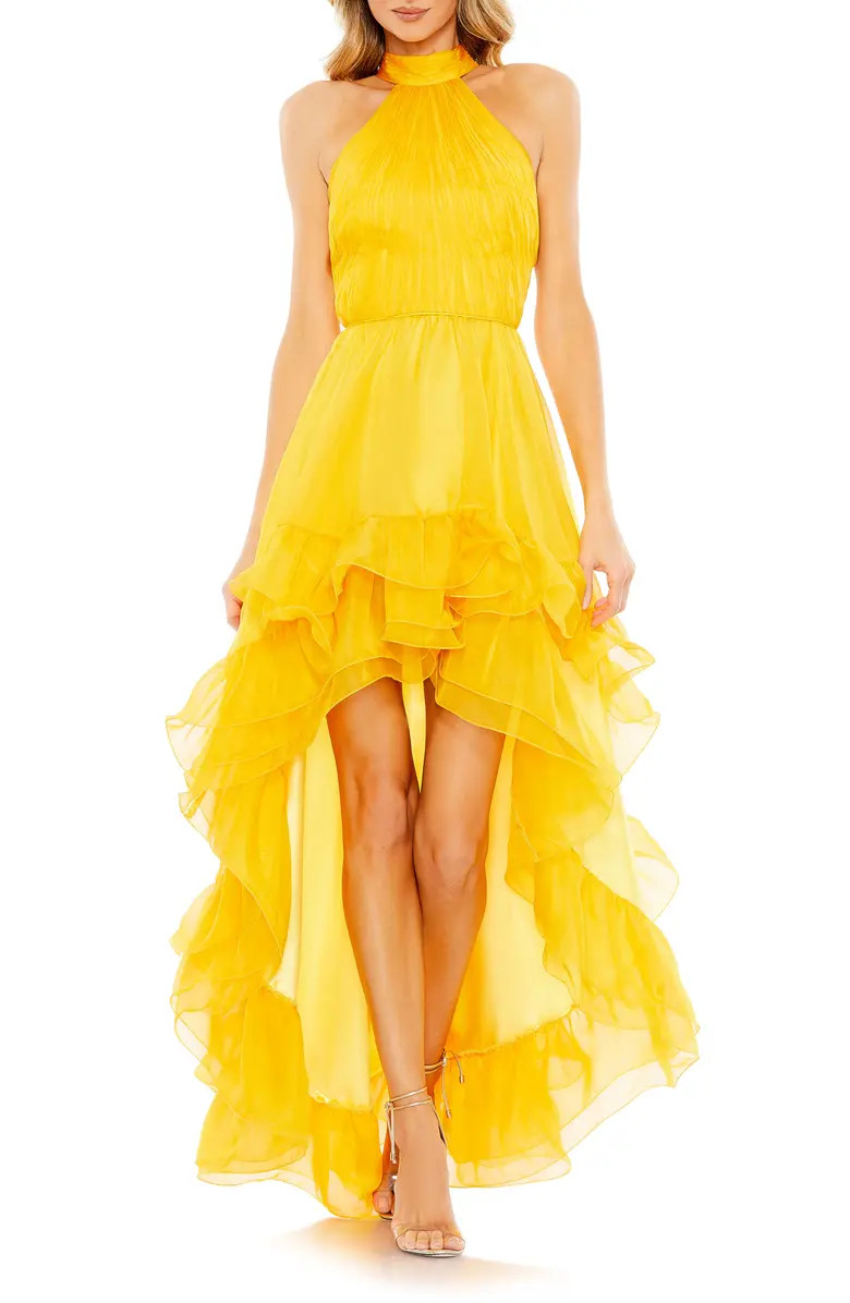 Halter Neck Tiered Ruffle High Low Dress | Nordstrom