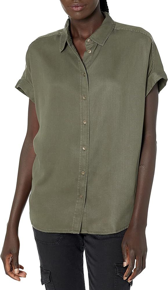 Daily Ritual Women's Tencel Oversized Short-Sleeve Button-Front Shirt | Amazon (US)