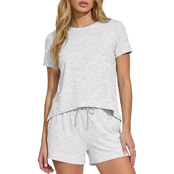 Darong 2 Piece Sets for Women Summer Lounge Wear Casual Short Sleeve Tshirts Shorts Matching Airp... | Amazon (US)