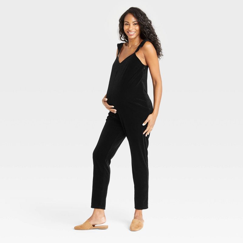 The Nines by HATCH™ Flutter Short Sleeve Maternity Jumpsuit Black | Target
