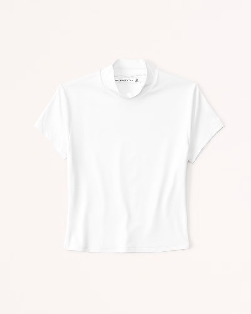 Short-Sleeve Sleek Seamless Fabric Mockneck Top | Abercrombie & Fitch (US)