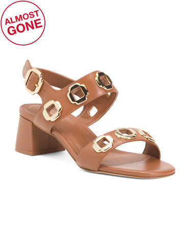Handmade In Brazil Leather Milan Heeled Sandals | TJ Maxx