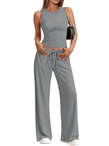 Trendy Queen Women's 2 Piece Summer Lounge Sets Butter Soft Tank Top & High Waisted Wide Leg Pant... | Amazon (US)