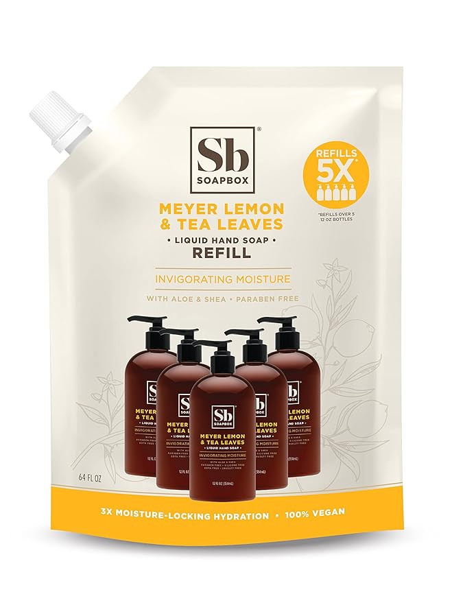 Soapbox Liquid Hand Soap Refill, Meyer Lemon & Tea Leaves, Gentle & Moisturizing Hand Wash for Ki... | Amazon (US)