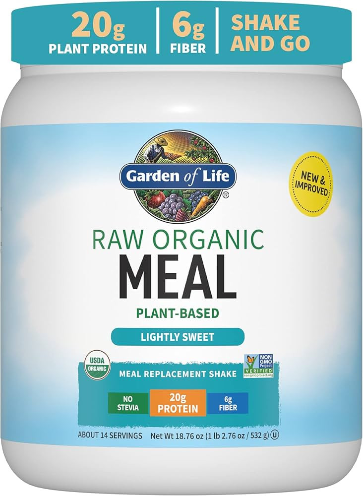 Garden of Life Meal Replacement Shakes, Vegan Protein Powder, Raw Organic Meal, Lightly Sweet Pow... | Amazon (US)