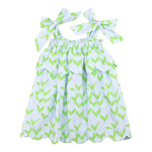 Green And Blue Lily Of The Valley Scalloped Dress | Cecil and Lou