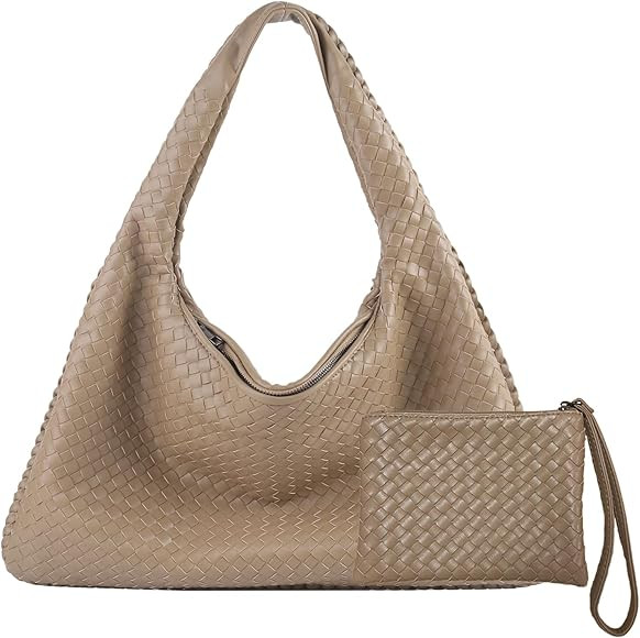 Woven Leather Hobo Bag With Purse for Women Top-handle Shoulder Bag, Tote Bags for Women Large Ca... | Amazon (US)