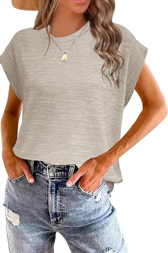 Womens Summer Cap Sleeve Tops Trendy 2024 Short Sleeve Shirts Fashion Cute Print Loose Fit Tee Sh... | Amazon (US)