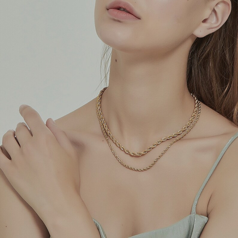 Vintage Gold Plated French Rope Twist Chain Necklace (two styles), Minimalist Style | Etsy (US)