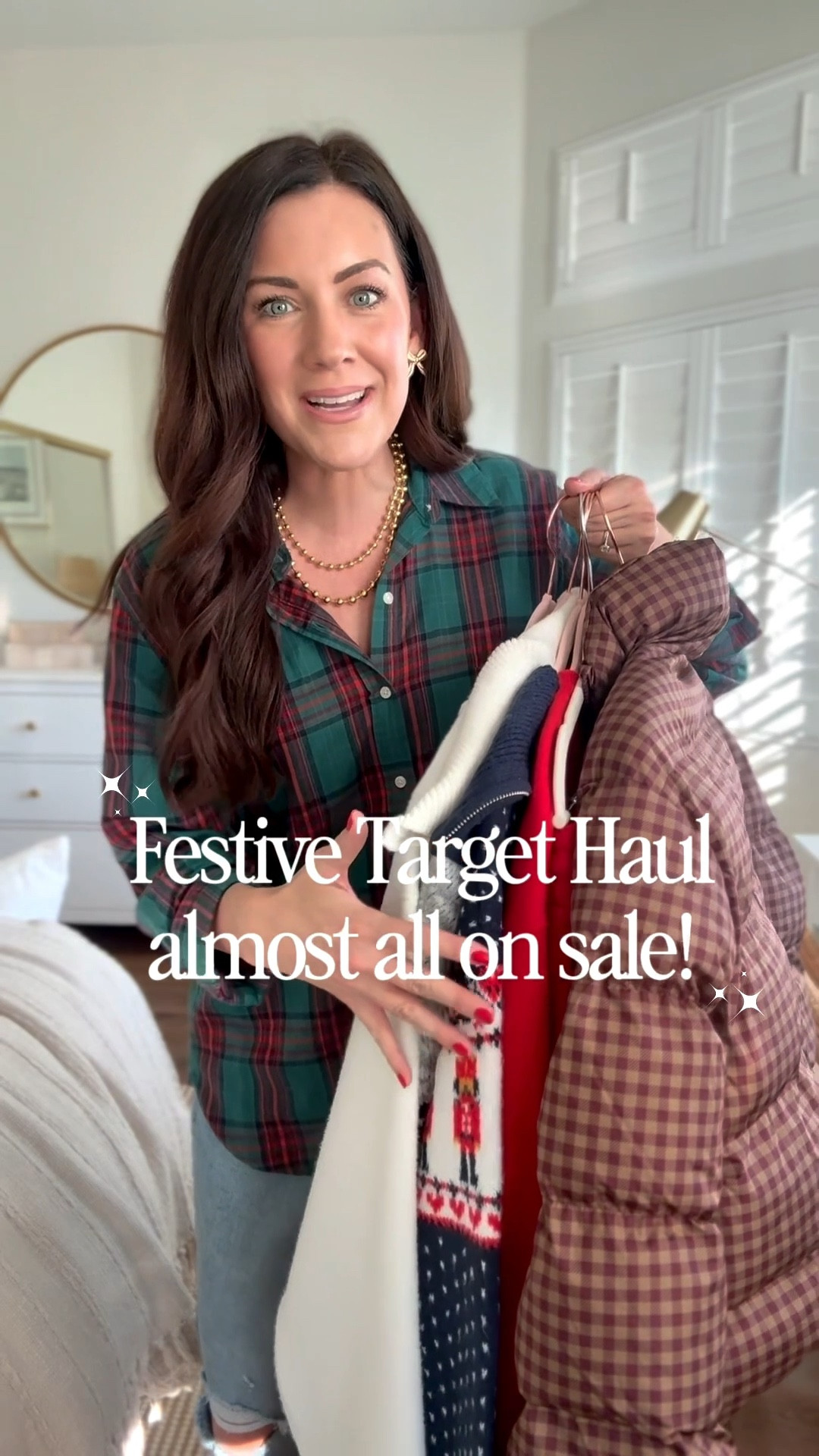 Comment DETAILS to shop✨ target sale calls for a comfy, cozy festive haul & almost all is on sale! 
.
.
SIZING-
Aspen pullover-large
Nutcracker quarter zip-small
Merry & bright pullover-large
Heels-run tts
Gingham jacket-small
Red sweatpants-medium, need small
Amazon leggings-small
Gap jeans-run tts, 4 regular
Eyelash sweater-small 
.
.
Target style 


#LTKHoliday #LTKSaleAlert #LTKCyberWeek