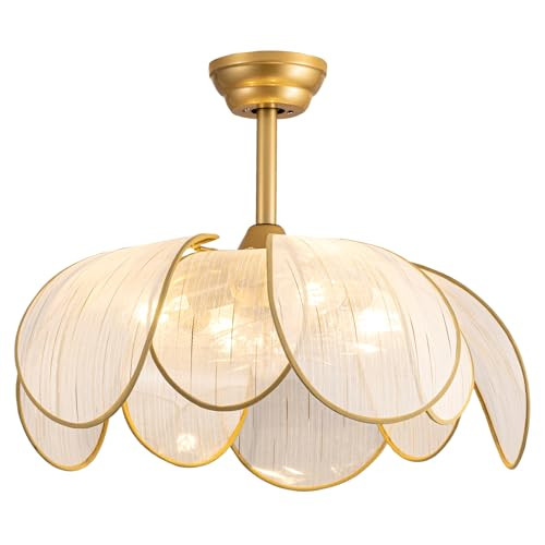 DARYEWO 26" Flower Ceiling Fans with Lights and Remote Control,Boho Gold Chandelier Fan with 6 Sp... | Amazon (US)