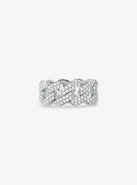 Precious Metal-Plated Sterling Silver Pavé Curb Link Ring | Michael Kors US