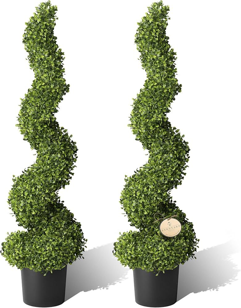 Barnyard Designs 4ft (48”) Artificial Boxwood Spiral Topiary Plants, Indoor Entryway, Living Ro... | Amazon (US)