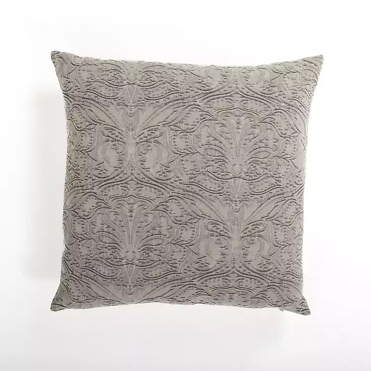 New! Ash Chenille Damask Pillow | Kirkland's Home