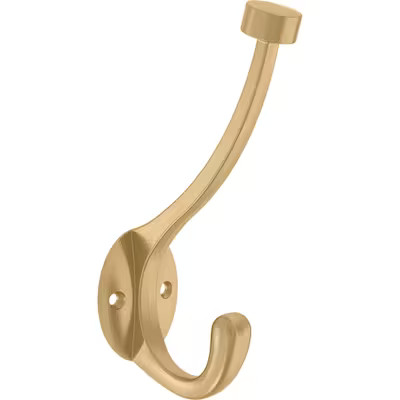 Brainerd  1-Hook 1.51-in x 5.61-in H Brushed Brass Decorative Wall Hook (35-lb Capacity) | Lowe's