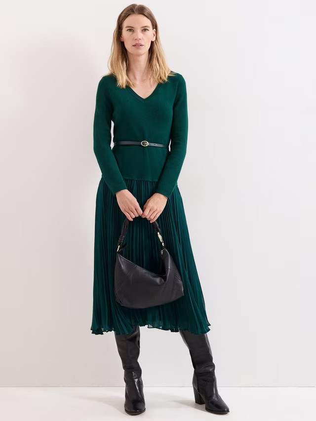 Phase Eight Kai Knitted Midi Dress, Green | John Lewis (UK)