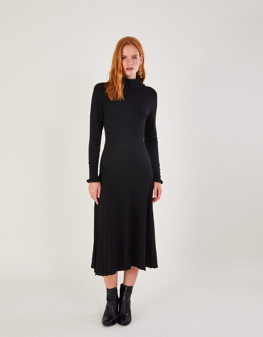 Roll Neck Knit Dress with LENZING™ ECOVERO™  Black | Monsoon (UK)