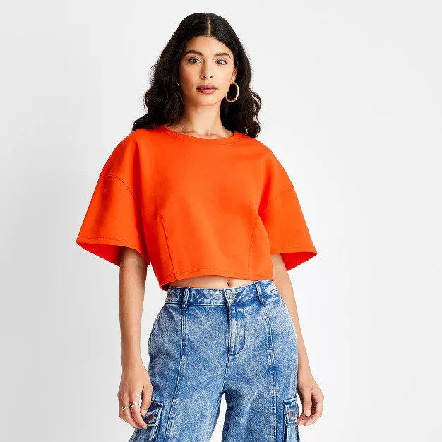 Women's Short Sleeve Boxy Crop T-Shirt - Future Collective™ with Kahlana Barfield Brown | Target