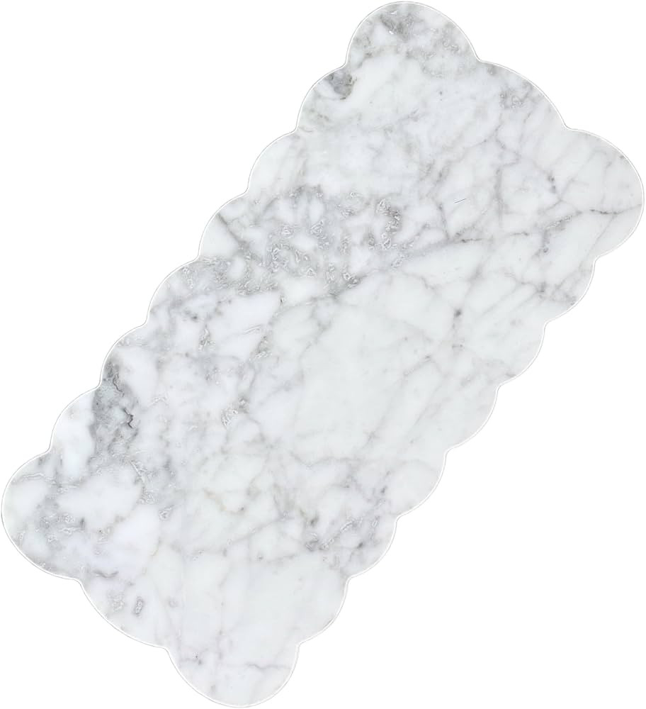 Natural Marble Tray, 12 x 6 inches Serving Board, Bathroom Organizers and Storage, Scallop Stone ... | Amazon (US)