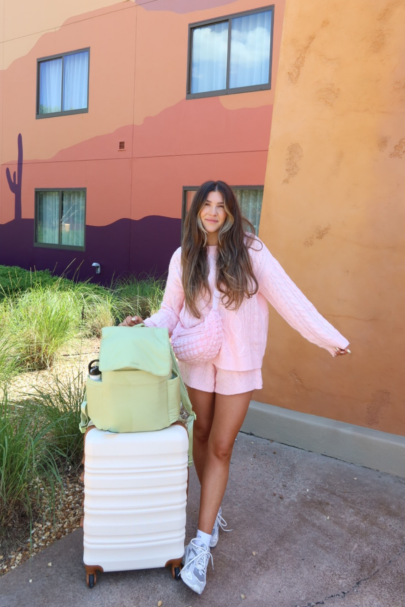 Travel outfit!! Amazon luggage, amazon set, new balance sneakers, diaper backpack

#LTKtravel #LTKshoecrush