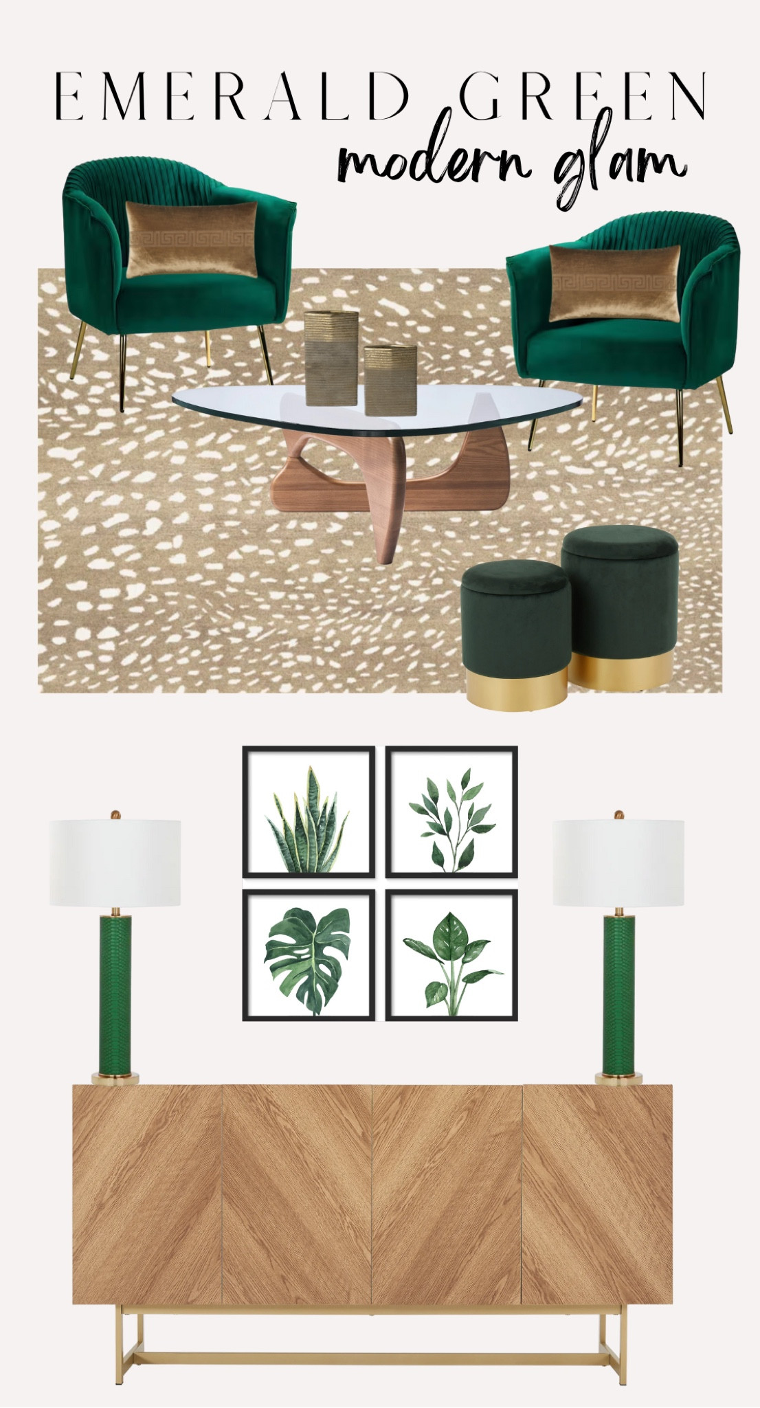 Modern Glam Living Room with emerald-green home decor 

#LTKhome #LTKSale