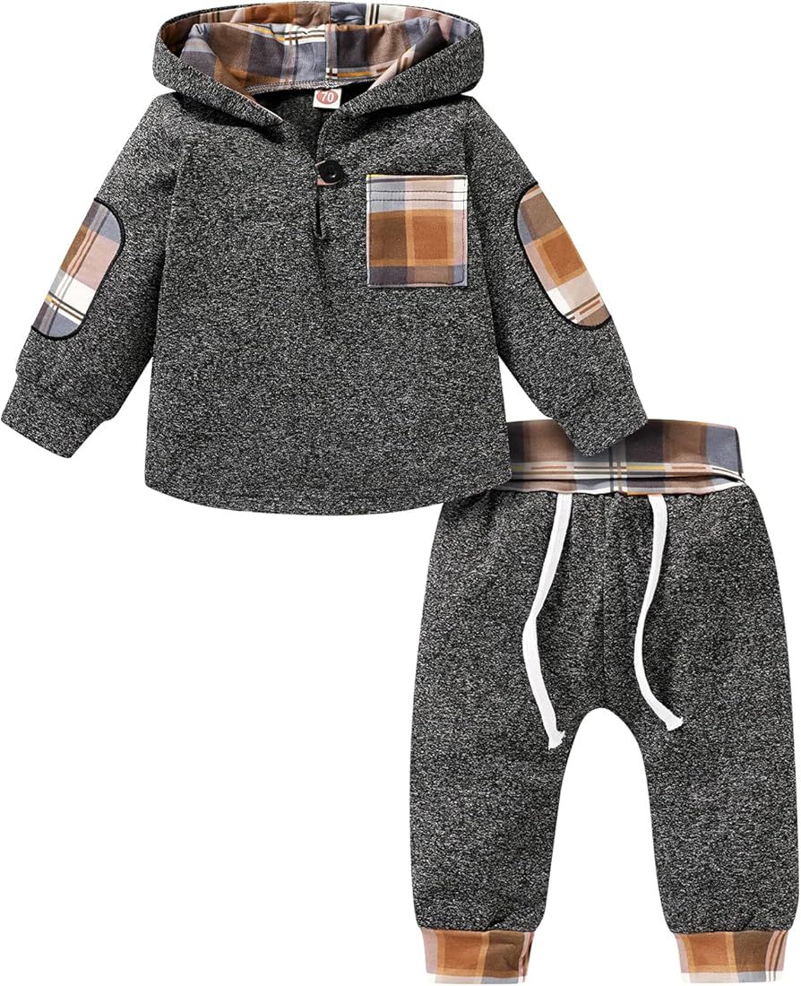 Kids Toddler Infant Baby Boys Girls Winter Outfit Christmas Plaid Hoodie Sweatshirt Jackets Shirt... | Amazon (US)