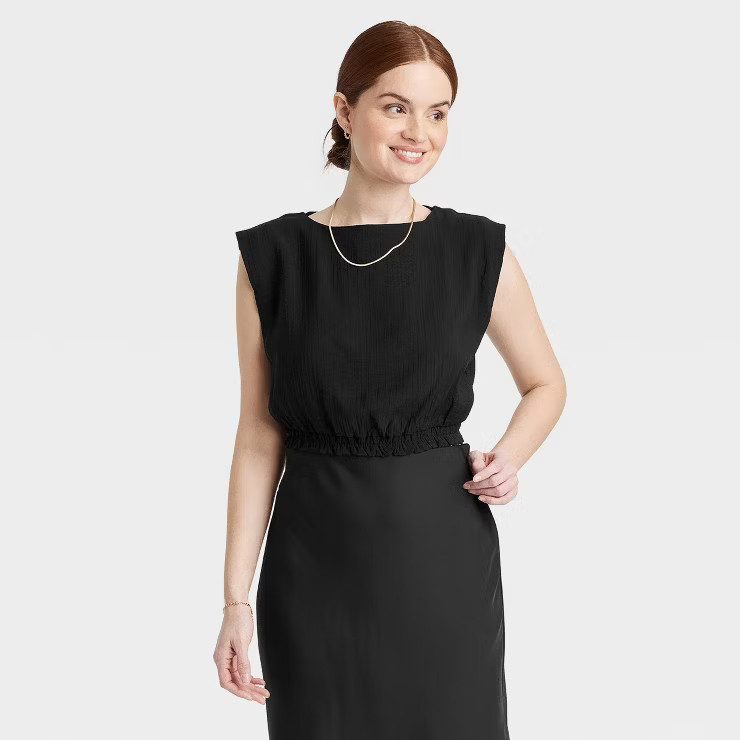 Women's Slim Fit Extended Shoulder Gauze Tank Top - A New Day™ | Target