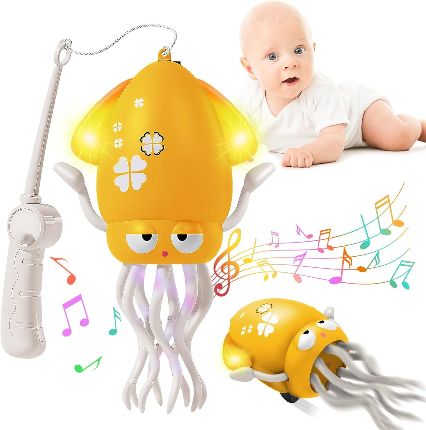 Dancing Octopus Toy,Tummy Time Toys,with Music and LED Light,Built-in Rechargeable Battery and Vo... | Amazon (US)