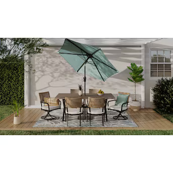 allen + roth Caledonia 7-Piece Patio Dining Set with Cream Cushions at Lowes.com | Lowe's