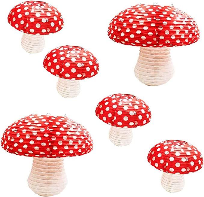 6Pcs Big and Small Mushroom Lanterns for Wonderland Party BirthdayDecorations Spring Baby Shower ... | Amazon (US)