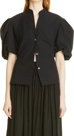 Vince Puff Sleeve Cutout Back Detail Cotton Blouse | Nordstrom | Nordstrom