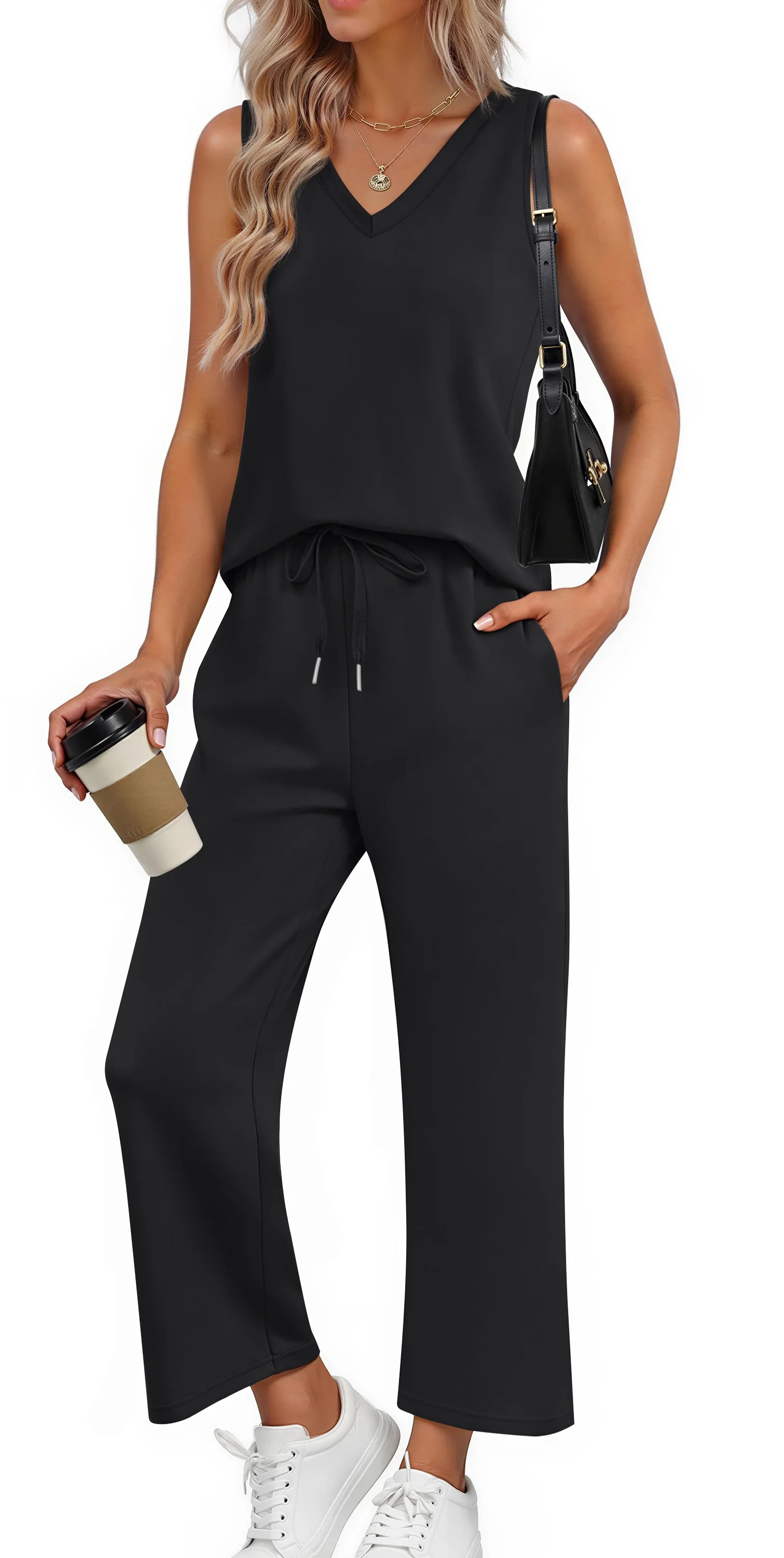 Fantaslook Womens Two Pieces Sets Summer Outfits Tank Tops and Wide Leg Pants Matching Sets Casua... | Walmart (US)