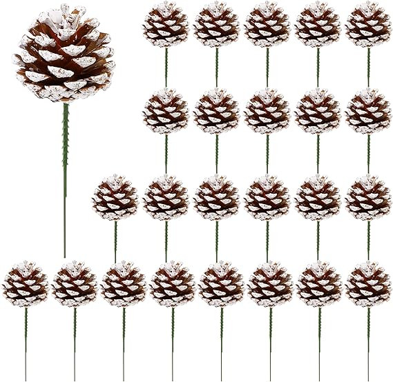24 Pieces Christmas Pine Cones Ornament 2.4-3.1 Inches Pincones Pick Christmas Tree Decoration Ar... | Amazon (US)