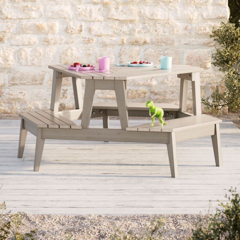 Grey Stain Modern Kids Picnic Table + Reviews | Crate and Barrel | Crate & Barrel