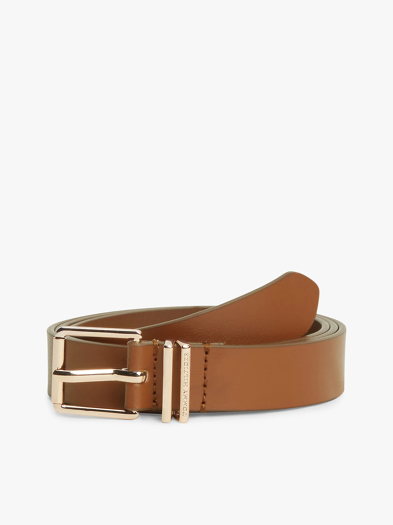 Double Keeper Square Buckle Leather Belt | Brown | Tommy Hilfiger | Tommy Hilfiger UK