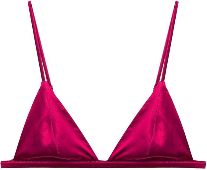 SilRiver Women's Silk Satin Triangle Bralette Soft Cup Wireless Bra Smooth and Comfortable Wire F... | Amazon (US)