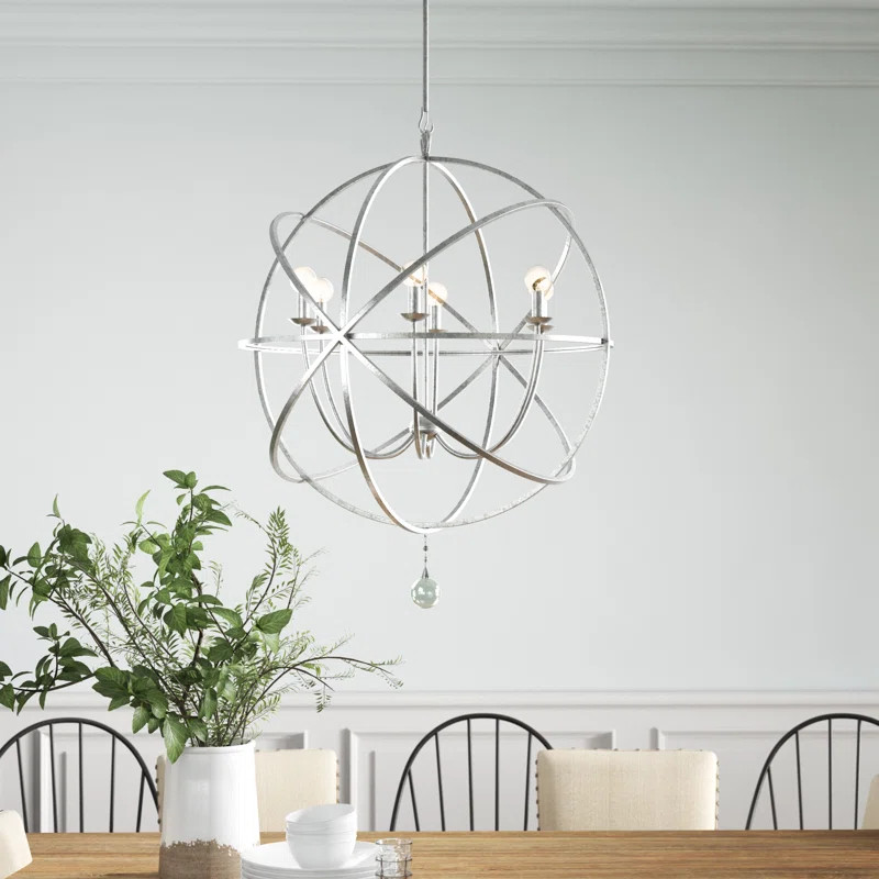 Jayden 6 - Light Statement Globe Chandelier with Hand Blown Glass Accents | Wayfair Professional