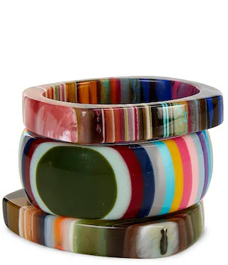 Natasha Accessories Resin Stripe Bangle Bracelet Set | Dillard's | Dillard's