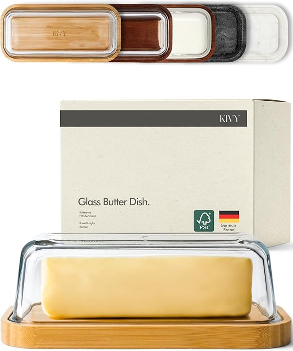 KIVY Glass butter dish with airtight lid that keeps butter soft - For countertop and refrigerator... | Amazon (US)