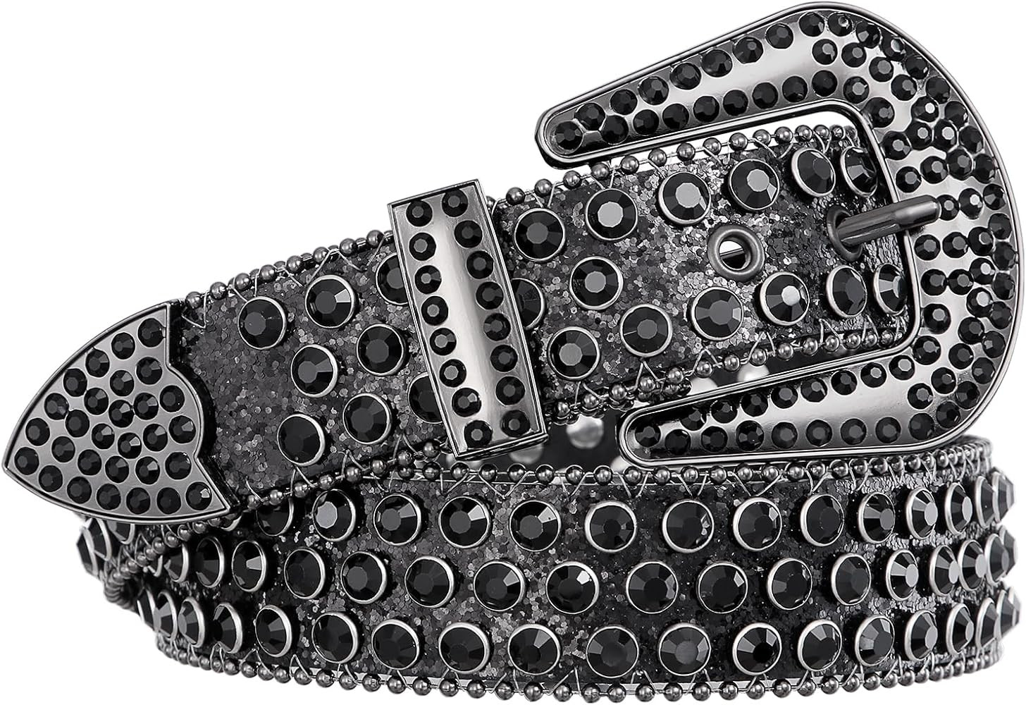 FIORETTO Men Women Rhinestone Belt Bling Western Studded Leather Belt Shining Diamond Cowgirl Cow... | Amazon (US)