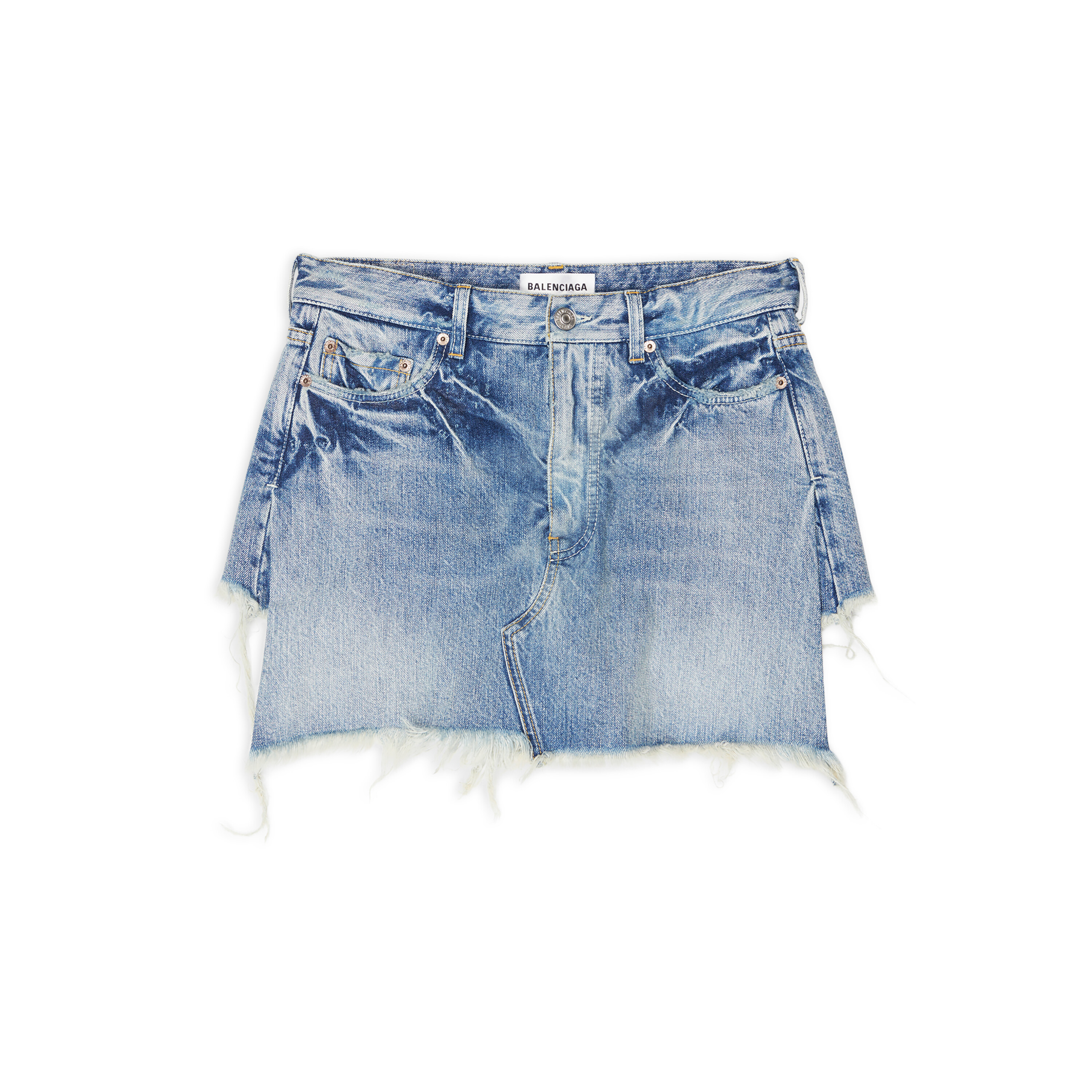 Balenciaga Trompe l'Eil Mini Skirt Blue - Women's - 6 - Cotton | Balenciaga