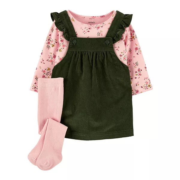 Baby Girl Carter's Floral Bodysuit & Corduroy Jumper Set | Kohl's