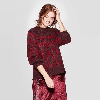 Women's Fair Isle Print Crewneck Long Sleeve Pullover Sweater - A New Day™ | Target