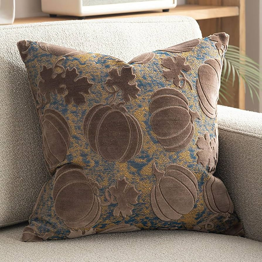 vctops Fall Decorative Throw Pillow Cover Soft Velvet Autumn Harvest Pumpkin Cushion Cover Farmho... | Amazon (US)